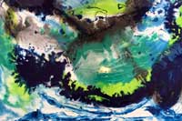 Abstract painting in blues and greens