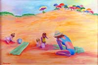 Kids on Beach Oil on Canvas