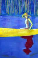Woman in Yellow Canoe Oil on Canvas