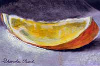 Upclose view of an Orange slice painting